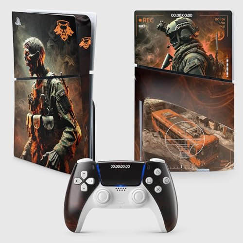 Pegatina para PS5 Black Ops 6, Pegatina PS 5 Gaming, consola y mando, edición Slim Disco Skin COD (1 mando)