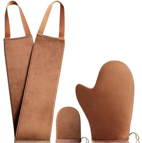 3 Stück Selbstbräuner Handschuh, Rücken Applikator Bräunungshandschuh Selbstbräuner Körper Handschuh, Applicator Mitt für Solarium Creme Bräunungscreme Bräunungsöl