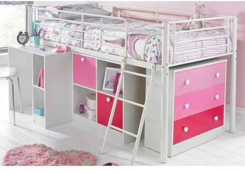 HOMELIFE Kids Mezzo Mid Storage Sleeper Bed Pink Set