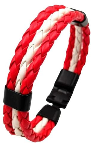 MFUPR Herren-Armbänder, Damen-Lederarmband, Flaggen-Lederarmband, klassischer WM-Armreif, einfaches mehrschichtiges geflochtenes Lederarmband, verstellbares mehrfarbiges Armband(Canada)