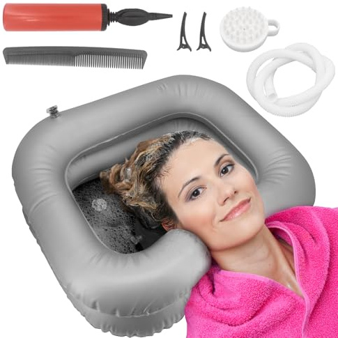 Beowanzk Lavabo gonflable pour cheveux - Lavabo portable pour cheveux - Aide au lavage des cheveux pour handicapés, alités, blessés, personnes âgées