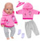 Puppenkleidung, Baby Puppen 35-46 cm Kleidung für New Born Baby Puppen Junge und Mädchen, 1 Giraffen-Hoodie + 1 Graue Hose + 1 Paar Weiße Socken + 1 Kleiderbügel, Pink Kleidung Geschenke für Kinder