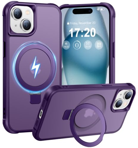 BENTIACC Hülle für iPhone 15 mit Magnet Ständer, Violett | 120° Öffnungsbereich, Mil-Grade Drop Shockproof, Kratzfeste Fingerabdruck Rutschfest Handyhülle, Die Hände frei habe