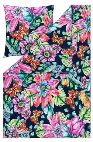 Estella Mako Interlock Jersey Bettwäsche Amarina Indigo 1 Bettbezug 135 x 200 cm + 1 Kissenbezug 80 x 80 cm