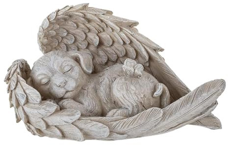 JAONLD Gedenkstein Hund Engel 11 x 8 cm, Haustier Hund Denkmal Grab Marker Tribut Statue, Hunde Grabstein Gedenken Tier Garten Statue, Geeignet für Gartengräber, Heimsouvenirs, Dekorative Ornamente