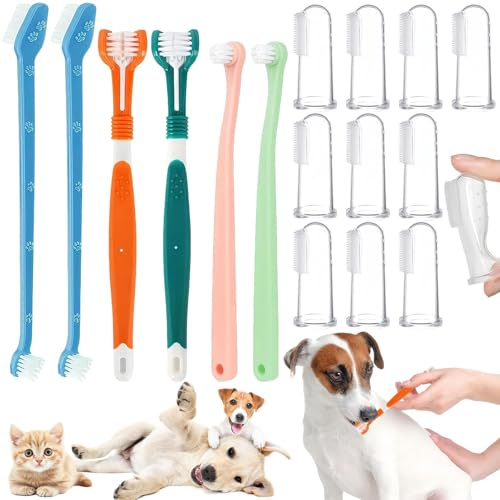 16 Stück Hunde Zahnbürste Hundezahnbürste Set, Dog Finger Toothbrush Fingerzahnbürste Hund Zahnbürste, Katzen Zahnbürsten Für Hunde Haustiere Multi Winkel Zahnreinigungsset Dog Toothbrush