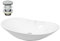 LuxeBath Waschbecken Keramik 640x365x130 mm oval Weiß mit Ablaufgarnitur Silber, Kieselstein Form, Aufsatzwaschbecken für Badezimmer/Gäste-WC, Modernes Aufsatzbecken, Waschtisch Waschschale Waschplatz