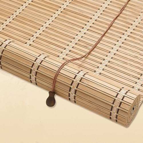 X1NGFU Retro Bambus Rollo Jalousine Bambusrollo,Natur Holzrollos,60% Verdunkelungsrollo Bambus Raffrollo,Sonnenschutz und Sichtschutz Rollo für Fenster,Anpassbar,Breite x Höhe (50cm x 250cm)