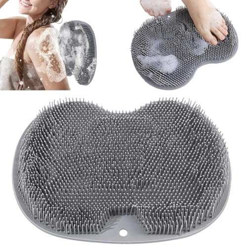 GXGM Silikon Matte Badematte, Foot Massage Matte, Fußbürste Dusche Fußmassagegerät, Fußwäscher Bath Massage Pad für Fußpflege Entspannung, Erhöhung der Durchblutung, Peeling, Grey, 1 Stück