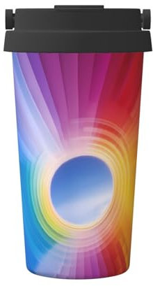 WBQLSL Termo de acero inoxidable con estampado de arco iris, 12 horas de larga duración, aislamiento térmico y frío, taza de café portátil