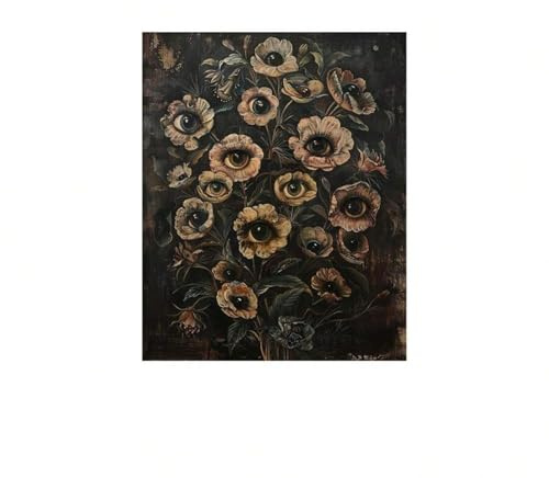 stück Viktorianisches Gothic Floral Evil Eye Print Poster, Vintage Dark Botanical Art Style, Für Wohnzimmer, Wohnkultur 50x70cm Rahmenlos