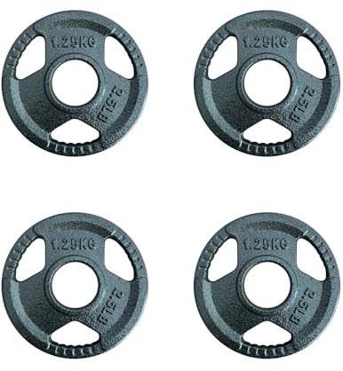 Chase Fitness Olympic Weight Plates, 2-Inch (2) TRI-GRIP Cast Iron, 1.25kg - 25kg (1.25KG X 4)