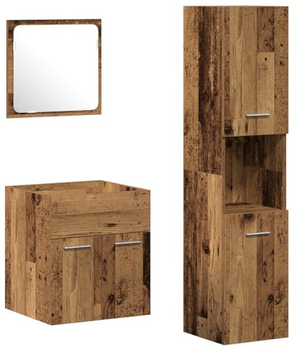 vidaXL Juego de Muebles de Baño de 3 Piezas de Madera Desgastada