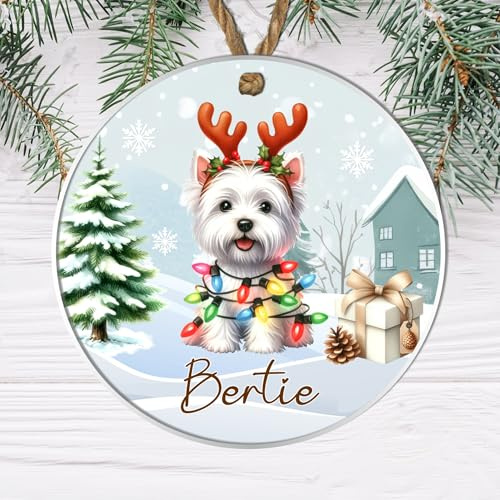 Personalised Terrier Dog Breed Christmas Tree Hanging Decoration - Fun Festive Dog Design Custom Name Keepsake Gift For Pet Owners (West Highland Terrier, Acrylic - Indoor & Outdoor Use)