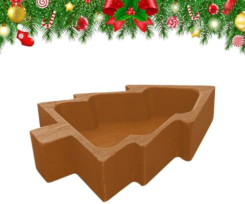 Wood Bowl Candle - Christmas Tree Serving Tray - Wooden Bowls Christmas Candle Holder | for Snack Food Table Centerpieces Desk Shelf Office Bedroom Holiday
