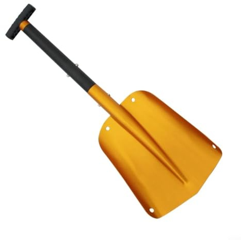 CWOQOCW Teleskop-Schneeschaufel mit klappbarem Griff und Tragetasche für Eisentfernung und Garten, dehnbar ca. 63–82 cm (Gold)