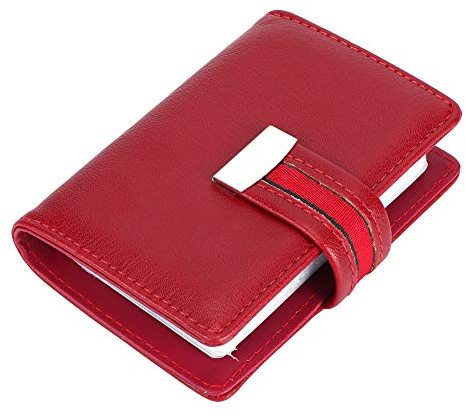 Riuulity Schickes -Visitenkartenetui aus PU-Leder, Kartenhalter, Ausweis/Kreditkarten, Organizer, Rot/Blau/Schwarz, 10,9 X 8,9 X 2,3 cm (Rot)