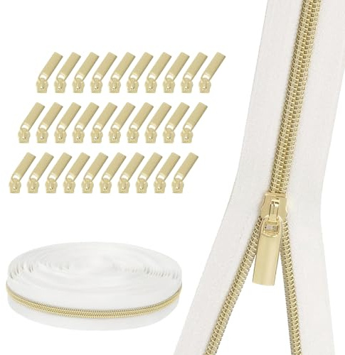 Cerniera lampo lunga 10 m, chiusura lampo continua con cerniera, in nylon, chiusura lampo di ricambio con 30 cerniere, accessori per biancheria da letto, vestiti, borse