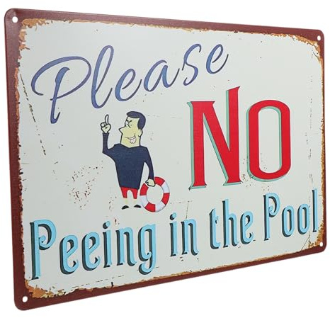 SECFOU Panneau d'affichage de piscine en fer 20x30 cm – Décoration murale extérieure avec design unique et amusant – Résistant et étanche pour maison de piscine et sécurité familiale