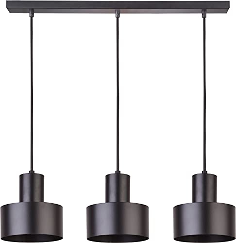 Licht-Erlebnisse Hängelampe Innen Metall schwarz 3-flammig E27 Esszimmer Esstisch B:67cm Beleuchtung Pendellampe Industrie Vintage Hängeleuchte