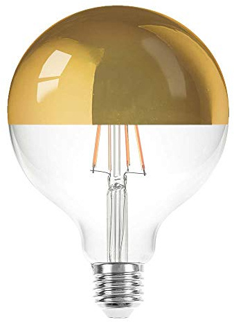 NCC-Licht LED Kopfspiegellampe G125 Globe E27 8W Extra Warmweiß 2200K | LED Leuchtmittel mit Kopfspiegel in Silber ersetzt 60W Glühlampe mit E27-Sockel, ideal für Schminktisch Spiegel und Deko