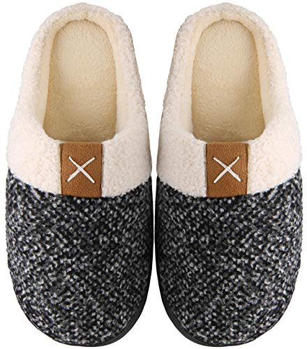 Mishansha Memory Foam Hausschuhe Herren Damen Winter Pantoffeln Wärme Plüsch Fell Leicht Weich rutschfeste Harte Sohle Indoor & Outdoor Slippers für Frauen Männer(Weiß, 44/45 (Herstellergröße 300 mm))