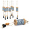 COM-FOUR® Hängedeko mit Holzperlen - Deko zum Aufhängen in maritimen Farben - dekorative Aufhänger in blau, weiß - Fensterdeko (8 Stück - 22 cm)
