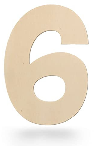 Kleenes Traumhandel Holzzahlen - Zahlen aus Holz - Holz-Zahlen für Geburtstag, Hochzeit, Jahrestag - Holzzahlen zum selbst gestalten - (60 cm, 6)