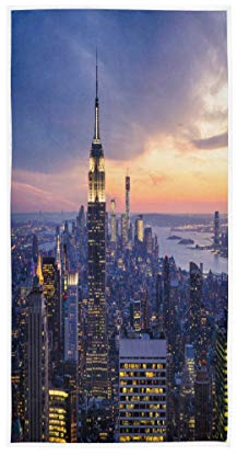 RXYY Handtücher Baumwolle New York City Wolkenkratzer Sonnenuntergang weiches Handtuch Mehrzweck-Badetuch für Zuhause, Küche, Schwimmen, Spa, Fitnessstudio, 76,2 x 38,1 cm