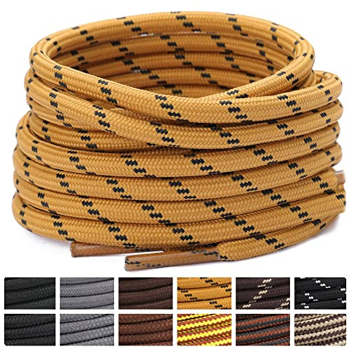 Stepace Lacets Ronds pour Bottes, Chaussures de Randonnée et de Travail | 2 paires, tissage renforcé et résistant, motifs à pois ou rayés, bonne tenue des nœuds, 10 tailles et 36 motifs pour bottines