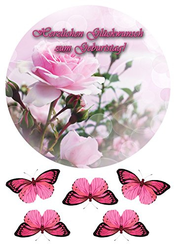 Rosa №3 Tortenaufleger, Geburtstag, Tortendeko саке topper Oblate Premium