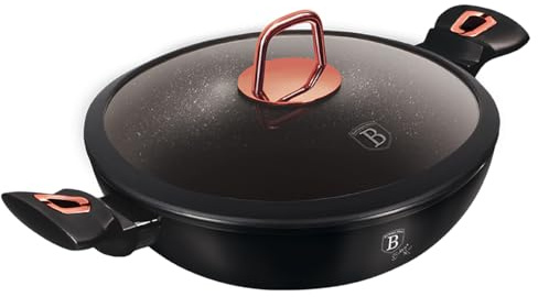 Berlinger Haus - Wok with Glass Lid, 30 cm, Black Rose Collection