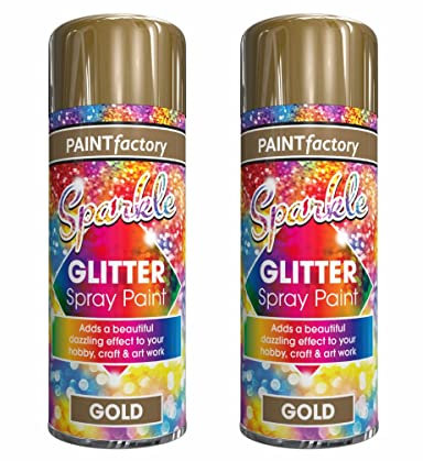 YSAMAX Glitter Gold Effect Spray Paint Decorative Creative Art Dazzling Effect to Crafts Frames Hobby & Art Work (Pack of 2)