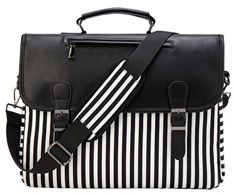 RAVUO Laptop Bag for Women, Water Resistant 15.6 inch Ladies Briefcase Computer Case Lightweight Messenger Shoulder Bags With Padded Laptop Sleeve for Work Office Black