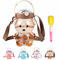 Kawaii Teddy Straw Bottle, Large Capacity Cute Teddy Water Bottle With Adjustable Removable Strap For Girls School Outdoor Travel (Khaki/1400ml)