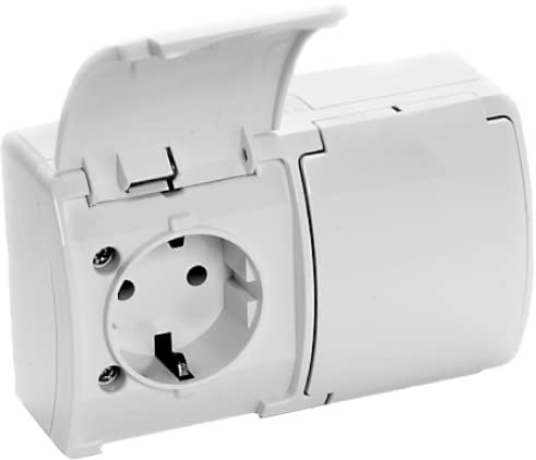 ORNO OE-7106(GS)/W Enchufe Superficie 2x2P+Z Schuko IP44