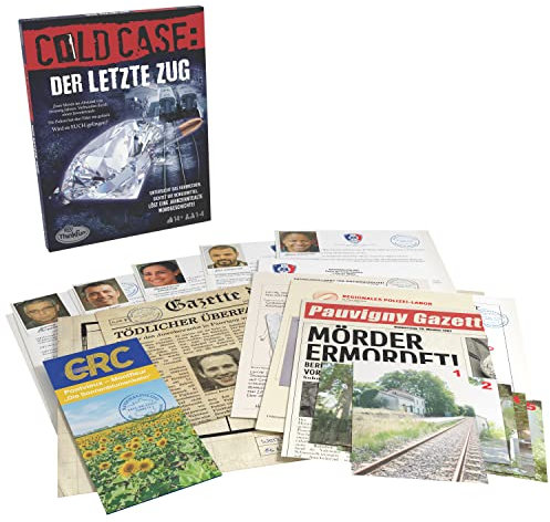 ThinkFun - Cold Case: Der letzte Zug. Der Krimi im eigenen Heim. was ist passiert? EIN Rätsel-Spiel für Einen oder in der Gruppe ab 14 Jahren