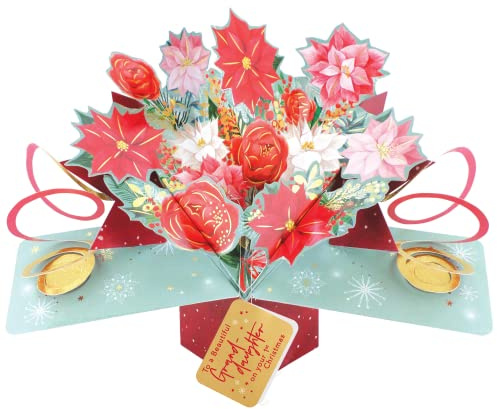 Granddaughter's 1st Christmas Card 3D Festive Bouquet Pop Up Christmas Card Xmas POP067X39