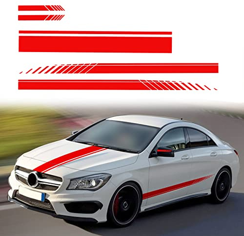 SUNBREATH Auto-Motorhaube, Karosserie, Rückspiegel, modifiziert, Sport-Stil, gestreift, Vinyl, Rennstreifen, Dekoration, Zubehör, Aufkleber für Autos, Rot, 5 Stück