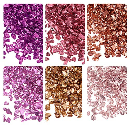 sourcing map 6 Farben Glassplitter 1-4mm unregelmäßig glitzernd metallisch Glas 28g Rot