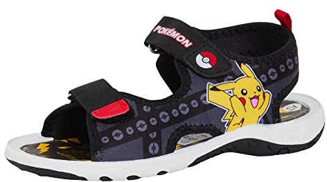 Pokemon Sports Sandals For Boys Kids Pikachu Poke Ball Open Toe Easy Fasten Summer Shoes