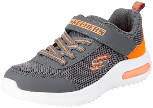 Skechers Boys Sneaker, Charcoal & Orange Synthetic/Textile/Trim, 27 EU