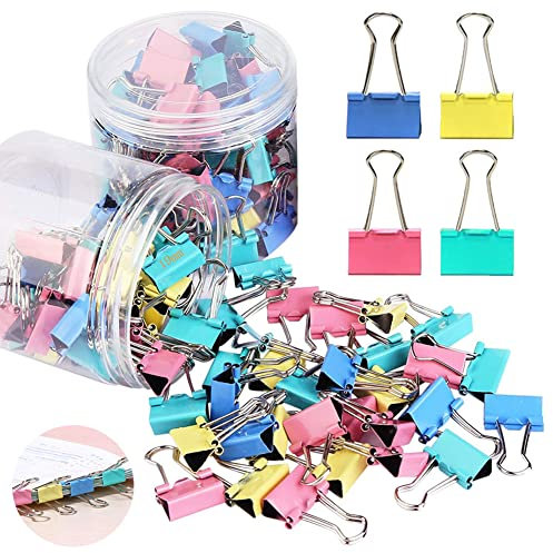 140 Stück Foldback Klammern 19mm Foldback Klammern Metall Binder Clips Aktenklammern Vielzweckklammern Papierklammern Bunt