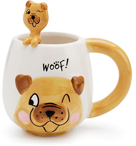 Mousehouse Gifts - Dog Mug and Spoon Set, Novelty Animal Mugs for Children