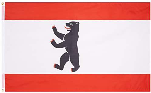 MUWO Flagge 16 deutsche Bundesländer + Mallorca 90 x 150 cm, doppelseitige Gartenflagge, wetterbeständige Fanflagge, Polyester Länderflagge Deutschland, mit Metallösen. (Berlin)
