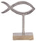 Brandsseller Deko-Aufsteller Fisch ca. 15 x 13,5 x 5 cm auf Mangoholz-Sockel/Aluminium-Holz