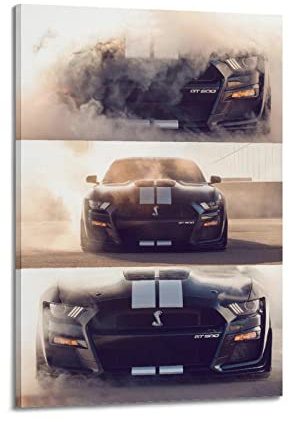 JUNNA Sportauto-Poster für Ford Mustang Shelby GT500 Rennauto, dekoratives Gemälde, Leinwand, Wand- und Kunstbild, Familien-Schlafzimmer, Dekoration, 40 x 60 cm