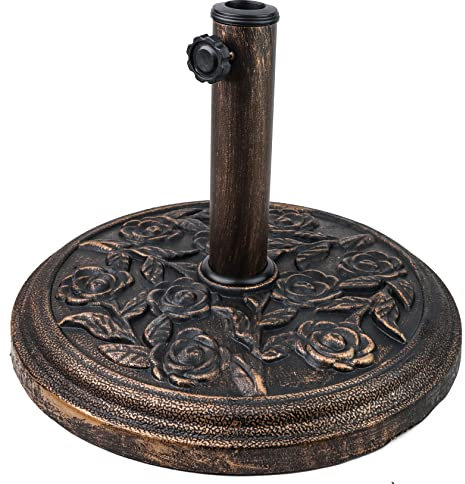 DIVCHI Cast Iron Effect 9KG Parasol Base with Floral Design - Suitable for Patio Furniture, Umbrella, Canopy, Gazebo and Awning