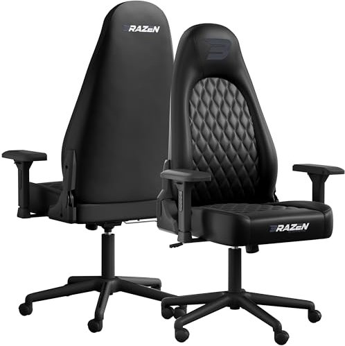 BraZen President Elite Esports PC Computer Office Ergonomic Adult Gaming Chair - Reclining Height Adjustable Faux Leather and Dense Foam Upholstery Adjustable Armrests Castors – Black