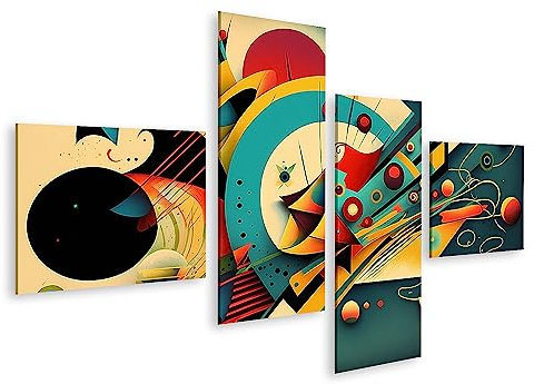 islandburner Bild auf Leinwand Digitale abstrakte Malerei Inspiriert Wassily Kandinsky KI Digitale a Bilder Wandbilder Poster JAVH-4LP